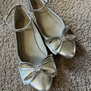 JANIE AND JACK gold Bow Ankle Strap Flats size 2